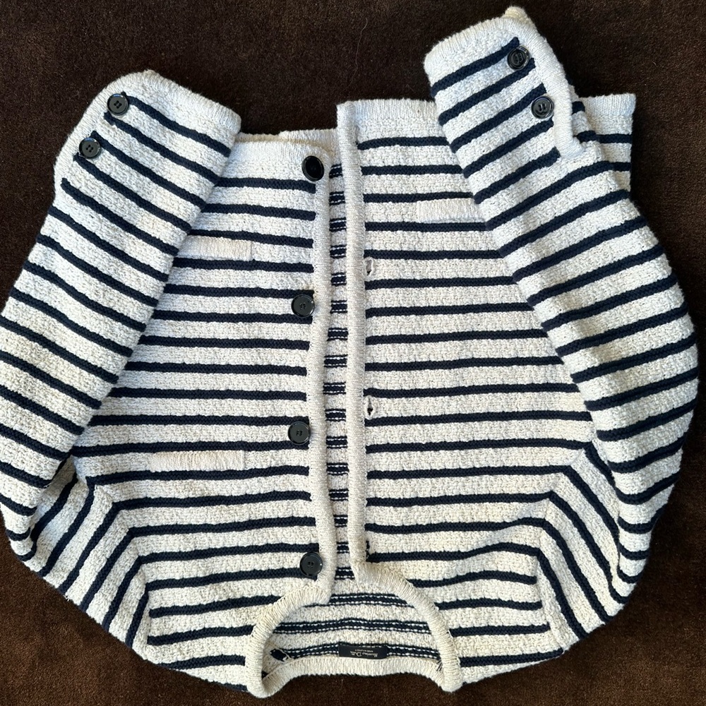 Massimo Dutti Black and White Striped Cardigan